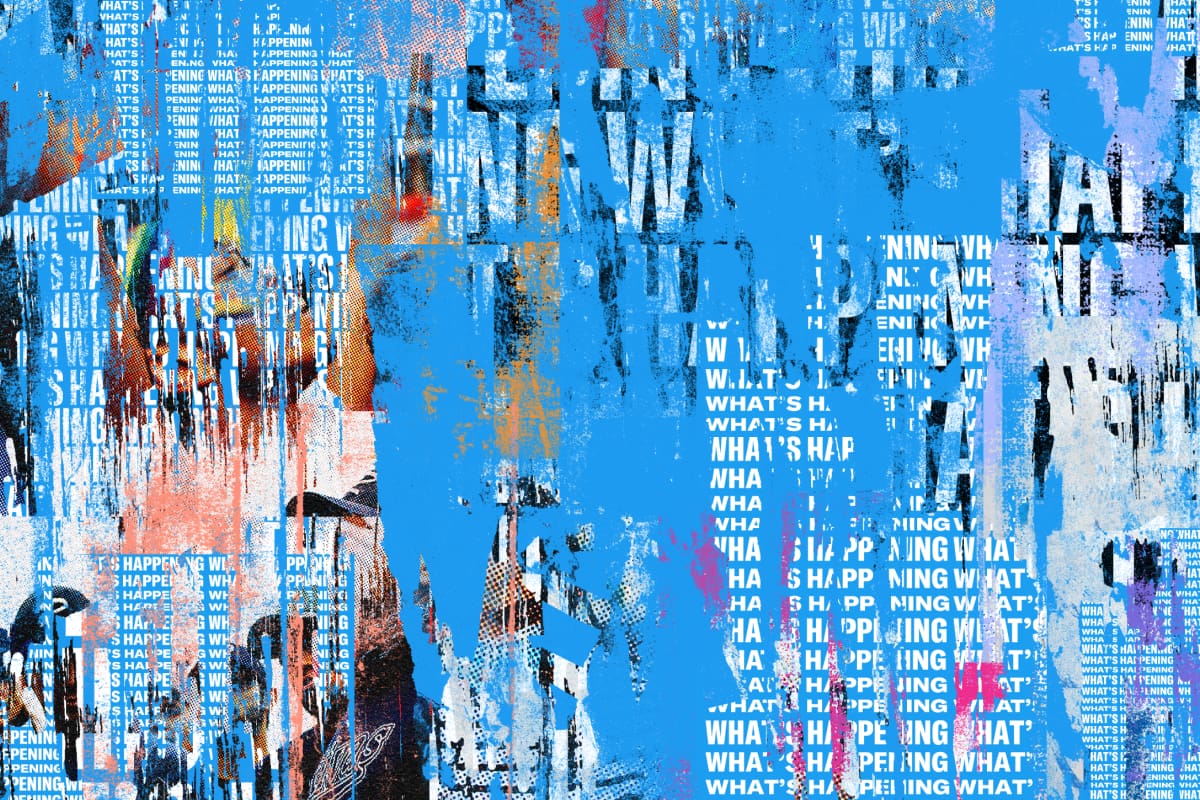 Text waterfall of bright colors for threads