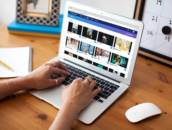 Photo of someone using Media Studio on a laptop.